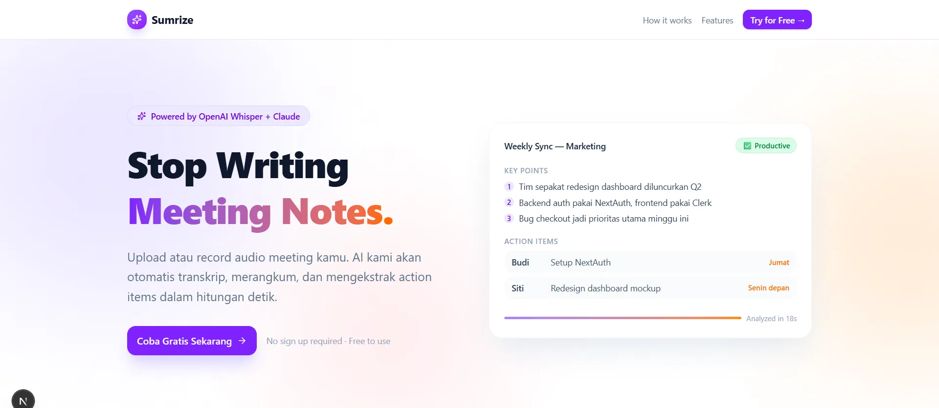 Sumrize — AI Meeting Summarizer image 2